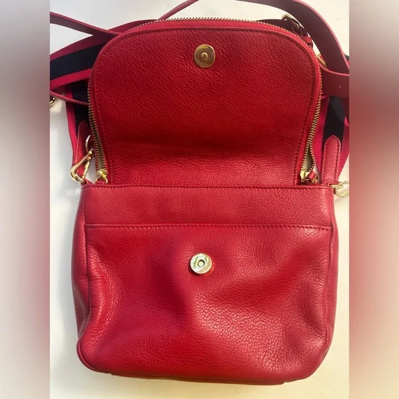 Talbots Red Crossbody Bag with Gold Accents - Picture 2 of 8